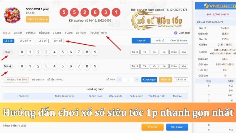 Hướng dẫn chơi xổ số siêu tốc 1p - 1